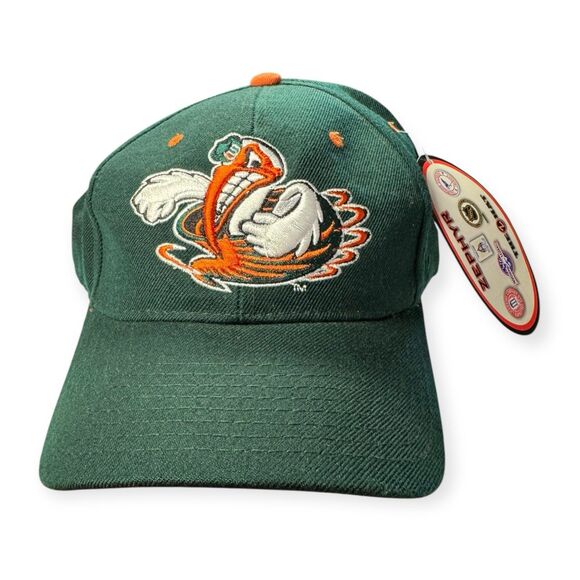 Miami Hurricanes NCAA Baseball Hat Zephyr Fitted Size 7 1/8 Embroidered Y2K BNWT - Picture 1 of 7